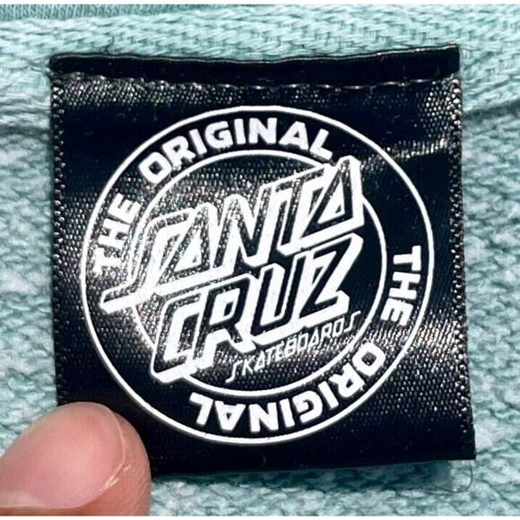 SANTA CRUZ Skateboards Hoodie Sweater Pullover Double Side Men Mint Green SIZE L - Picture 4 of 6